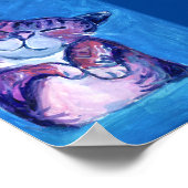 Cosy Cat Painted Kitty Niedlich Feline Fun Blau Poster (Ecke)