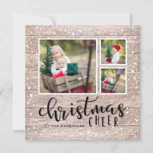 Cosy Cheer   Holiday Foto Collage Square Card Feiertagskarte