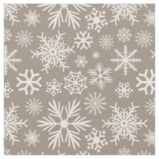 Cosy Chic Mocha Winter Snowflakes Muster Stoff (Nahaufnahme)