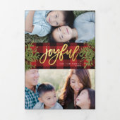 Cosy Chic Red Kariert Gold Weihnachtskarte Dreifach Gefaltete Einladung (Cover)