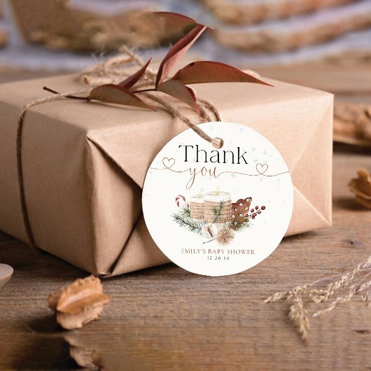 Cosy Christmas Baby Shooter Favor Tag Geschenkanhänger