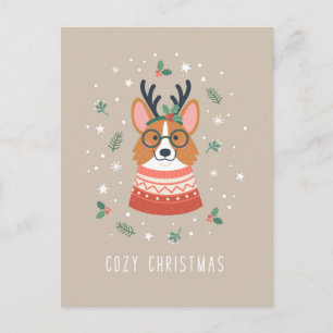 Cosy Christmas Corgi Feiertagspostkarte