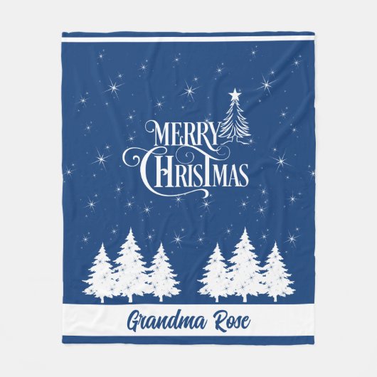 Cosy Christmas Oma Blue White Fleecedecke (Vorderseite)