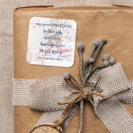 Cosy Christmas Sprichwort Foto Overlay Name Quadratischer Aufkleber