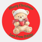 Cosy Christmas Teddy Bear Runder Aufkleber (Vorderseite)