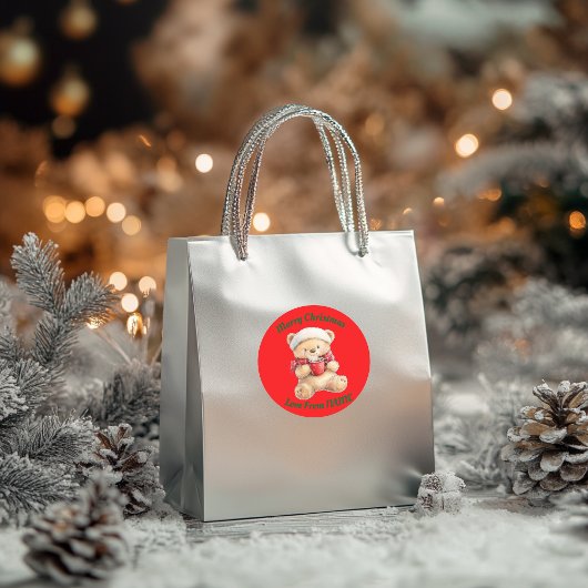 Cosy Christmas Teddy Bear Runder Aufkleber