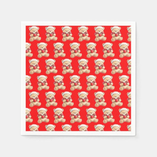 Cosy Christmas Teddy Bear Serviette (Vorderseite)