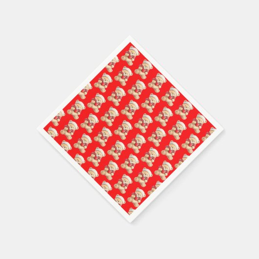 Cosy Christmas Teddy Bear Serviette (Ecke)