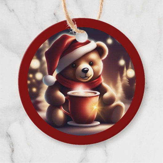 Cosy Christmas Teddy Hot Chocolate TWArt Geschenkanhänger (Vorderseite)