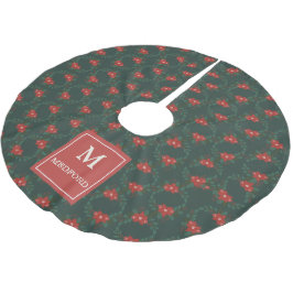 Cosy Classic Floral Christmas Monogram Tree Skirt Polyester Weihnachtsbaumdecke