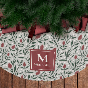 Cosy Classic floral Christmas Pattern Monogram Polyester Weihnachtsbaumdecke