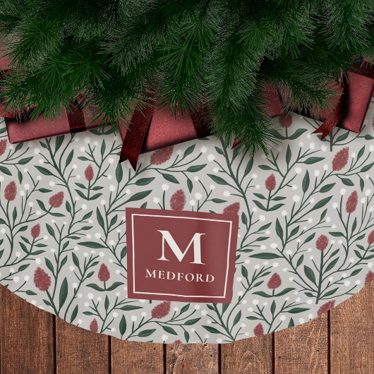 Cosy Classic floral Christmas Pattern Monogram Polyester Weihnachtsbaumdecke