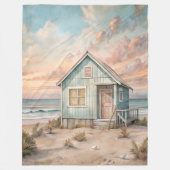 Cosy Coastal Hütte Beach House Wasserfarbe Fleecedecke (Vorderseite)