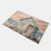 Cosy Coastal Hütte Beach House Wasserfarbe Fußmatte (Schrägansicht)