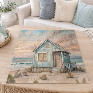 Cosy Coastal Hütte Beach House Wasserfarbe Puzzle