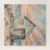 Cosy Coastal Hütte Beach House Wasserfarbe Puzzle (Horizontal)