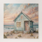 Cosy Coastal Hütte Beach House Wasserfarbe Puzzle (Vertikal)