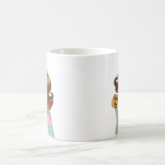 Cosy Coffee Girl Morning Illustration Kaffeetasse (Mittel)