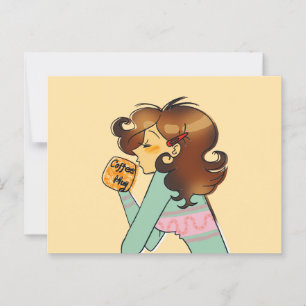 Cosy Coffee Girl Morning Illustration Postkarte