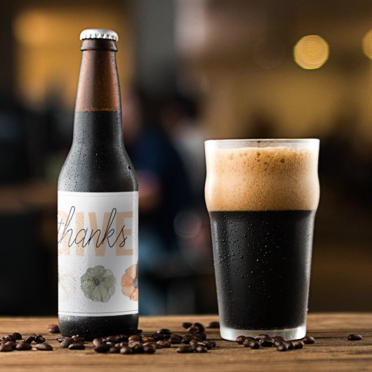 Cosy Colorful Pastel Give Danke und Pumpkin Bierflaschenetikett