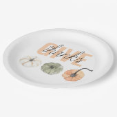 Cosy Colorful Pastel Give Danke und Pumpkin Pappteller (Schrägansicht)