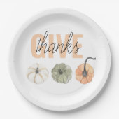 Cosy Colorful Pastel Give Danke und Pumpkin Pappteller (Vorderseite)