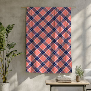 Cosy Coral and Navy Blanket Perfektes Geschenk für Fleecedecke