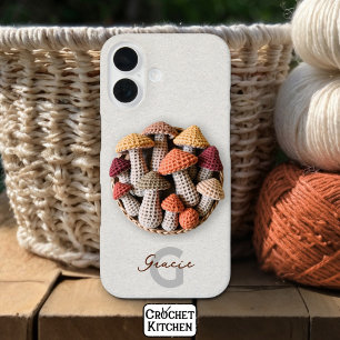 Cosy Cotattcore Crochet Mushroom Aktionskorb Name iPhone 16 Hülle