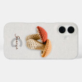 Cosy Cotattecore Crochet Mushroom Monogram Name Case-Mate iPhone Hülle (Rückseite (Horizontal))