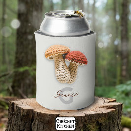 Cosy Cotattecore Crochet Mushroom Monogram Name Dosenkühler