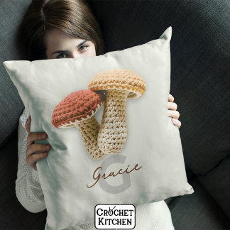 Cosy Cotattecore Crochet Mushroom Monogram Name Kissen