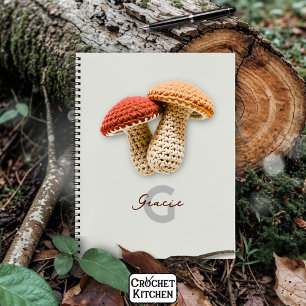 Cosy Cotattecore Crochet Mushroom Monogram Name Notizblock