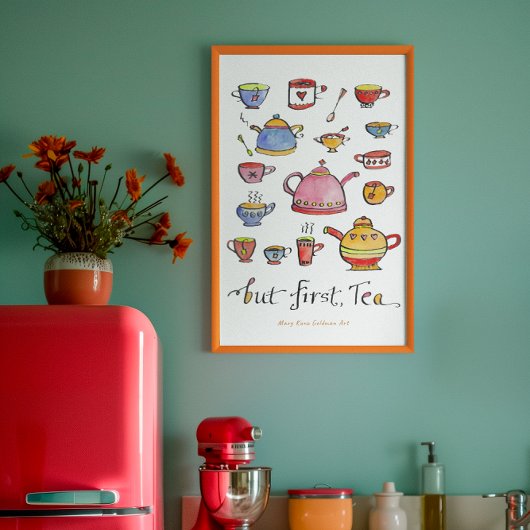 Cosy Cotgattore Tea Zitat Hand-Illustriert Boho Poster