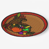 Cosy Country Cornucopia auf Kariert Pappteller (Schrägansicht)