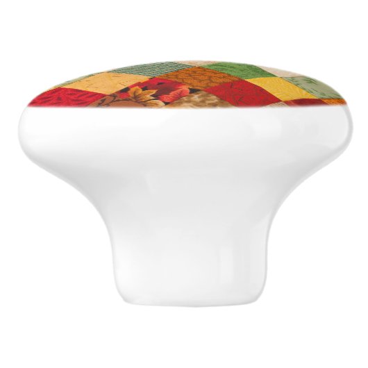 Cosy Country Fall Diamond Patchwork Quilt Keramikknauf (Seitenansicht)