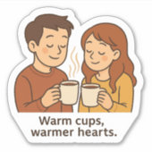 Cosy Couple Coffee Liebe Aufkleber (Vorderseite)