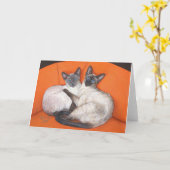 Cosy Couple Siamese Cat Karte (Gelbe Blume)