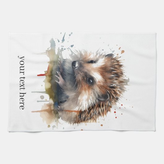 Cosy Critter: Igel in Wasserfarbe, Brauch Geschirrtuch (Horizontal)
