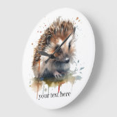 Cosy Critter: Igel in Wasserfarbe, Brauch Große Wanduhr (Winkel)