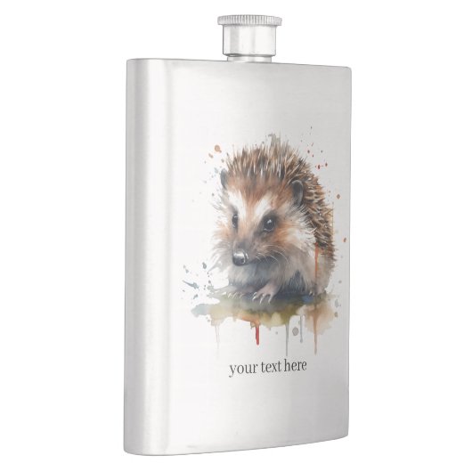 Cosy Critter: Igel in Wasserfarbe Flachmann (Rechts)