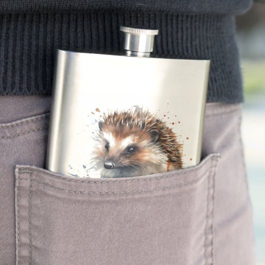 Cosy Critter: Igel in Wasserfarbe Flachmann (Beispiel)