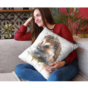 Cosy Critter: Igel in Wasserfarbe Kissen