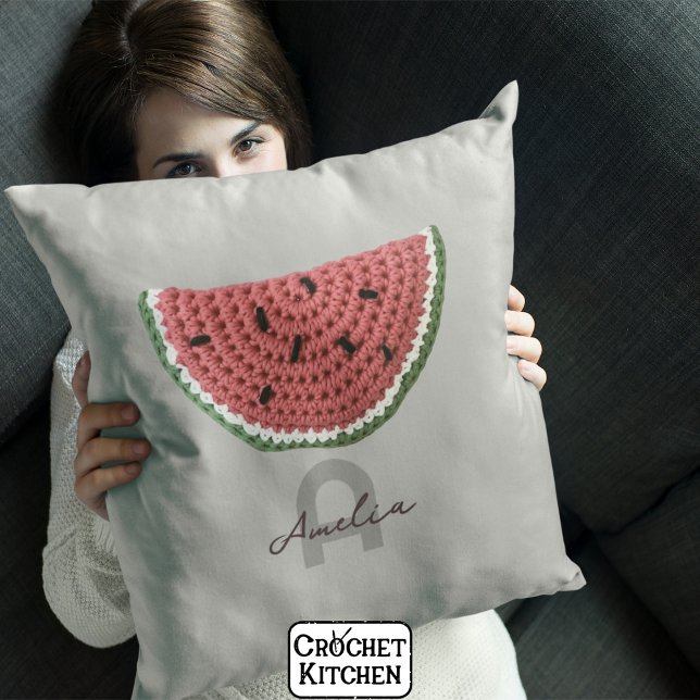 Cosy Crochet Watermelon Fruchtsästhetik Monogram Kissen (Von Creator hochgeladen)