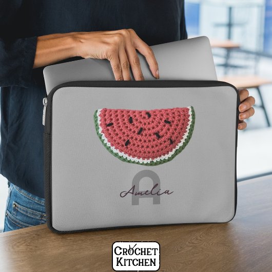 Cosy Crochet Watermelon Fruchtsästhetik Monogram Laptopschutzhülle