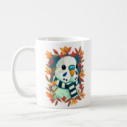 Cosy Fall Blue Parakeet Budgie Kaffeetasse (Links)