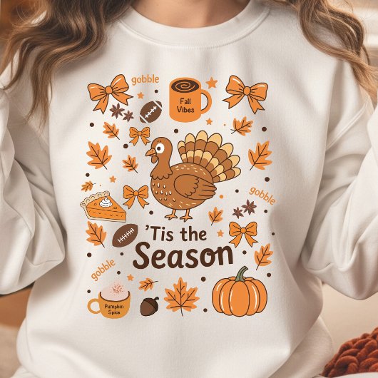 Cosy Fall Doodle Collage Erntedank Sweatshirt
