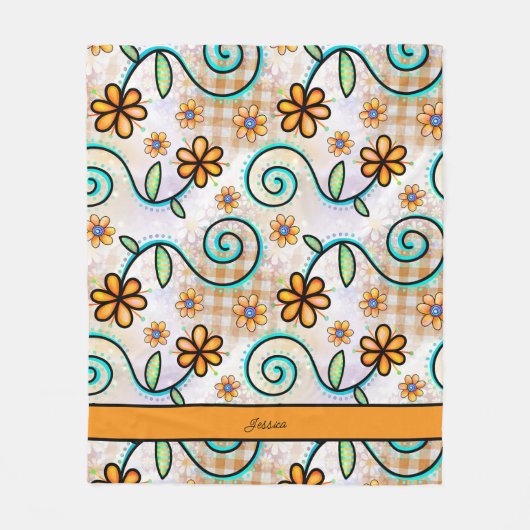 Cosy Fall Floral Personalisiert Name Fleecedecke (Vorderseite)
