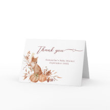 Cosy Fall Neutral Fox Pumpkin Dankekarte