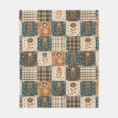 Cosy Fall Patchwork | Rustikales, florales und Kar Fleecedecke (Vorderseite)