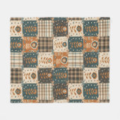 Cosy Fall Patchwork | Rustikales, florales und Kar Fleecedecke (Vorderseite (Horizontal))